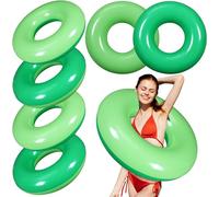 6 Pcs Inflatable Pool Float for Adult 28 Inch Swim Tube Bulk Pool Inner Tube Floaties Swimming Ring for Beach Party Decoration Women Men Summer Vacation Holiday(Green Ombre)