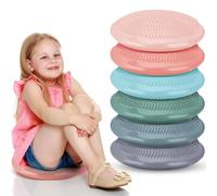6 Pcs Inflated Wobble Cushion 34CM Inflatable Air Stability Cushion Balance Board with Pump Non-slip Balance Disc Sitting Posture Trainer Wiggle Seat for Office School Home Equipment (Morandi Colors)
