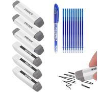 6 PCS Ink Eraser, Erasable Pens Blue with Rubbers on The End, Writing Pens for School Supplies Stationary with 10PCS Replacement Core (8)