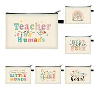 6 Pcs Inspirational Present Bags with Motivational Quotes, Rainbow Heart Makeup Bags, Portable Travel Organizer Pouches for Women, Girls, Friends, Teachers, Graduates, Birthday Gift, 8.3 x 5.9 in