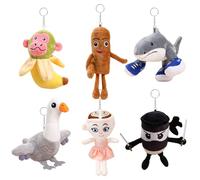 6 PCS Italian Brainrot Plush Toys Set (15-18cm) Soft Shark and Tung Tung Tung Sahur Plush Pendant Cappuccino Assassino and Ballerina Plushies for Age3+ Kid Adult Imaginative Play Collectors