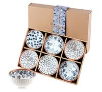 6 Pcs Japanese Style Ceramic Dipping Bowls, Rice Bowl with Gift Box Bowls Set, 300ML / 10 Ounces Porcelain Bowl, for Rice, Cereal, Dessert, Soup, Snack, Fruit, Ice Cream, Salad, oats (Orange-6Pack)