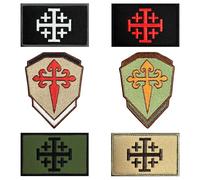 6 PCS Jerusalem Cross Crusader Jihad Patch Tactical Embroidered Christian Badge Crusade Hook and Loop Emblem Patch for Clothes Uniforms Backpacks Jacket Biker Pants Vests Coat Hats Bags Helmets