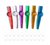 6 Pcs Kazoos Instrument with 20 Flute Membranes,Exquisite Multipack,Metal Musical Instruments,Good Companion Gift for Guitar,Ukulele,Violin,Piano,Great for Music Lovers Kids Instrumental Accompaniment
