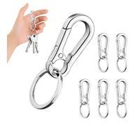 6 Pcs Key Ring Hoop with Keyring Clip,Carabiner Keyring