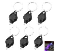 6 Pcs Keychain UV Light, Blacklight Mini LED Keychain Torches, Watermark Money Checker, Portable Flashlight Note Checker, Money Detector for Paper Notes, Small Pocket Torch for Retail Travel (Black)