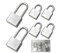 6 Pcs Keyed Padlock Set, 4x30mm Short + 2x40mm Long Shackle, Hardened Steel Shackle, Heavy Duty Indoor Security Locks, 12 Keys Included - For Suitcase, Locker, Cabinet, Toolbox, Case, Cupboard, Silver