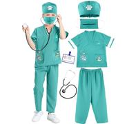 6 Pcs Kids Animal Doctor Costume Set Veterinary Dress Up Outfits for Kids Career Day Halloween Birthday Party Role Cosplay (Animal Doctor Costume Set 1, 8-10 Years (140-150 cm))