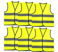 6 Pcs Kids Hi Vis Vest Child High Visibility Vest Kids Hi Vis Jacket Children Hi Vis Safety Vests with Reflective Strips for Girls Boys Outdoor Activities, Yellow (L, 10-12 years(130-140 cm))