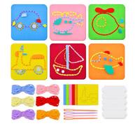 6 PCS Kids Sewing Kit, Play and Learn Sewing Kit, Children's Handmade Felt Fabric, Aged 3-12 Encourages Creativity with Material Cards, Colored Threads, Needles