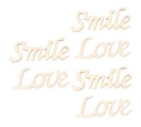 6 Pcs Kitchen Decor for Home Wood Cutout Smile Sign Wood Cutout Wall Word Rustic Wall Welcome Sign Wooden Signs English Alphabet Wall Sticker Hanging Plaque Bamboo Letter Office