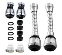 6 Pcs Kitchen Tap Spray Head Adapter, Universal Tap Extender for Kitchen Sink Adapter Flexible 360° Swivel Aerator Faucet Extender 2 Modes/2 Long+2 Short for Kitchen and Bathroom
