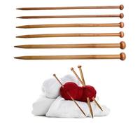 6 Pcs Knitting Needles, Bamboo Knitting Needle Set Warm Wooden Knitting Needles Different Sizes Single Pointed Huge Knitting Needle for Arthritic HandsBeginner Scarf Sweater Blanket (6mm, 8mm, 10mm)