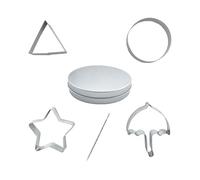 6 Pcs Korean Sugar Candy Making Tools Sugar Game Kit, Stainless Steel Cookie Cutter Tool Sugar Cookie Mold, Umbrella Triangle Star Round Cookie Mold for Party Sugar Game