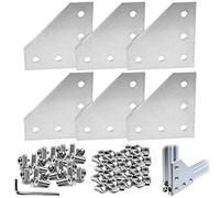 6 Pcs L Shape Corner Bracket Outsid Joint Plate, Steel Sheet L Shaped Angle Connector with 30Pcs M6 T-Nuts+M6 Screws +1Pcs Wrench for Standard 8mm Slot 3030 Series Aluminum Extrusion Profile