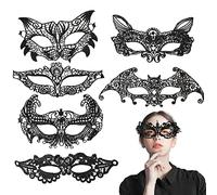 6 Pcs Lace Masquerade Masks, Black Sexy Lace Masks, Venetian Eye Mask for Bachelorette Party, Cosplay Party, Costume
