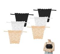 6 Pcs Lace Modesty Panels For Low Cut Tops,Cleavage Cover Up For Dresses, Mock Camisole Bra Insert with Invisible Body Tapes,Adjustable Overlay Soft Anti-Peeping,for Women(Black White Nude)