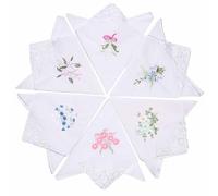 6 Pcs Ladies Handkerchiefs, 11×11 inch White Pocket Square and Pocket Square Pocket Tissues Women Embroidery Hankies Women White Women's Handkerchiefs (Random style)