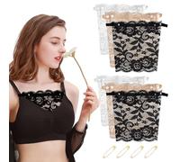 6 PCS Lady Lace Clip-on Mock Camisole Bra Insert Overlay Modesty Panel Vest, Anti Peep Privacy Invisible Bra for Women Black