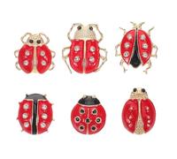 6 Pcs Ladybug Brooch Pin Alloy Cartoon Lapel for Women