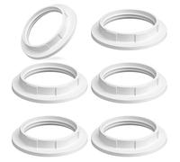 6 PCS Lamp Shade Rings for E27/E26, Plastic Light Socket Ring Standard Base Lamp Holder White Retaining Rings Replacement Parts