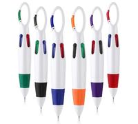 6 Pcs Lanyard Pen, Multi Coloured Pens All In One, Portable Multicoloured Pen, 4 In 1 Shuttle Retractable Pens with Buckle Keychain On Top for Office School Supplies Students Gifts Party Favors