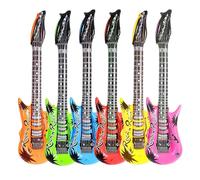 6 Pcs Large 90 cm Assorted Inflatable Guitar Toy for Kids and Adults - Blow Up Guitar Props for Rockstar Fancy Dress, Birthday Events, Karaoke, Disco Themes, 80s Decoration and Hen Party