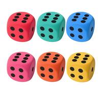 6 Pcs Large Dice, 3.8CM Large Foam Dice Set, Soft Stress Toy for Classroom Math Games, Colorful Big Dices for Kids Party Activities, Family Game Night, Team Building Exercises