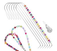 6 PCS Large Eye Curved Beading Needles with 1pc Bead Needle Threader, 13.7cm Flexible Beading Needle for Bead Spinner, Bead Spinner Needles for DIY Beading Jewelry Making Crafts