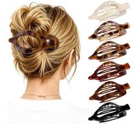 6 PCS Large Flat Hair Clips for Women Girls - French Concord Lay Down Flat Claw Clips for Thick Thin Hair, Stylish Matte Non-slip Strong Hold Hair Accessories, Neutral Colors