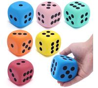 6 Pcs Large Foam Dice 60mm, 6 Colours Soft Large Dice Set, Giant Dice, Big Dices for Classroom Games, Teaching, Party Activities (Red, Green, Yellow, Pink, Orange, Blue)