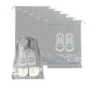 6 Pcs Large Shoe Storage Bags, Drawstring Dust Shoe Bags with Transparent Slot, Portable Waterproof Packing Organizers for Daily and Travel Use (Grey)