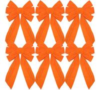 6 Pcs Large Thanksgiving Bow 10 x 16 Inch Fall Orange Velvet Large Wreath Bows Christmas Tree Topper Ornament Bow for Thanksgiving Christmas Party Favors Home Garden Door Wall Decoration Supplies