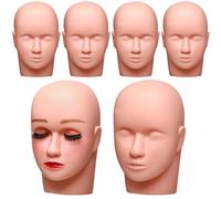 6 Pcs Lash Mannequin Head Silicone and Plastic Head Esthetics Mannequin Head Practice Training Head Makeup Head Makeup Mannequin Training Head for Practice Makeup Massage Graft Eyelash Acupuncture