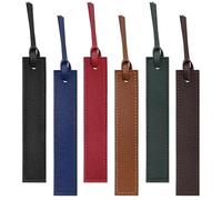 6 Pcs Leather Bookmarks with Tassels, Handmade Stitched Bookmarks - Classic Retro Style Page Markers, Unique Reading Gifts for Book Lovers, Men, Women, Readers, Teachers and Students