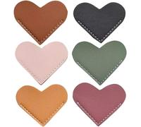 6 Pcs Leather Heart Bookmark, Corner Page Book Marks, Leather Bookmark for Teacher, Reading Lovers,School Office