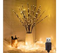 6 PCS LED Lighted Twig Branches 120 LED Beads Warm White Colored USB Operated Decorative Branch Lights for Vase Bedroom Restaurant Coffee Bar Library Party Photo Background 70CM