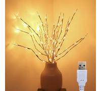 6 PCS LED Lighted Twig Branches 120 LED Beads Warm White Colored USB Operated Decorative Branch Lights for Vase Bedroom Restaurant Coffee Bar Library Party Photo Background 70CM