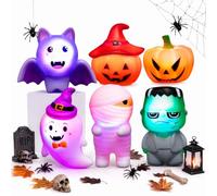 6 Pcs Light-Up Bath Toys Halloween Theme Toys with Flashing LED | Floating Bathtub Toys for Toddlers Baby Ghost Bat Mummy Pumpkin Zombie Bath Water Games Trick or Treat Gift