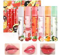 6 Pcs Lip Gloss Set Fruit Flavored Plumping Lip Oil Transparent Moisturizing Lipsticks Long Lasting Hydrating Lip Glow Balm Lip Care Kit Beauty Gifts for Teenage Girls Dry and Chapped Lips