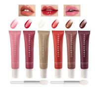 6 PCS Lip Oil, Summer Lip Butter Balm, Lip Balm Set with 2 Lip Brushes-Vegan Formula Moisturizing Lip Mask for Instant Hydration and Long-Lasting Nourishment