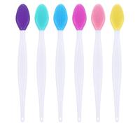 6 Pcs Lip Scrub Brush Tool Exfoliating Lips Brushes Silicone Lip Brush Soft Double-Side Lips Brushes Nose Clean Blackhead Removal for Smooth Soft Bright Fuller Healthy (6 colors)