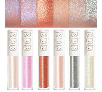 6 Pcs Liquid Glitter Eyeshadow, Bling Under Eyeshadow, Korean Makeup for Long Lasting Shimmer, Glitter Eyeliner with Quick Drying, Eye Glitter Crystals Makeup for Party and Dating