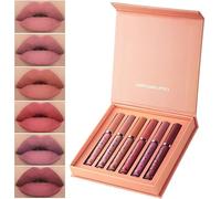 6 pcs Liquid Lipstick Matte Set, Long-Lasting Matte Finish, Non-Stick Cup Non-Fading Waterproof Lip Gloss, Instant Fusion Embrace the 2-in-1 Charm