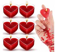 6 Pcs Low Temperature Heart Shaped Candles, Body Safe Wax for Romantic Couples, Low Heat Dripping Play, Mixing Colors (Red,Heart)