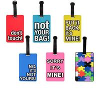 6 Pcs Luggage Tags PVC Suitcase Tags Secure Luggage Labels Colourful Travel ID Bag Labels Business Card Holder with Name ID Card for Travel Bags Suitcases