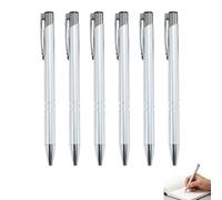 6 Pcs Luxury Business Metal Ballpoint Writing Pens for Colleagues Teachers Adults Students 1mm Multipack Retractable Black Ink Ballpoint Pens with Clip Black Biro Pens for Daily Work School (Silver)