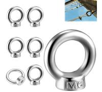 6 Pcs M6 Lifting Ring Nuts, 304 Stainless Steel Lifting Eye Nut, Eye Nuts, Female Threaded Ring Nut, for Lifting Engineering Port Marine Fixing Accessories
