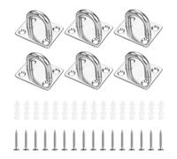 6 Pcs M6 Square Pad Eye Plate Hooks, Stainless Steel Ceiling Hooks Heavy Duty Wall Hook for Hanging, Suspension U Ring Loop Plate for Wall Ceiling Hanging Yoga Training Swings, Capacity 300 KG