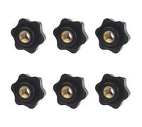 6 Pcs M6 Star Knobs - Plastic Clamping Nuts with M6 Thread for Bicycle Wheels, Jigs, and DIY Projects - Black Hand Knobs with 6mm Nut